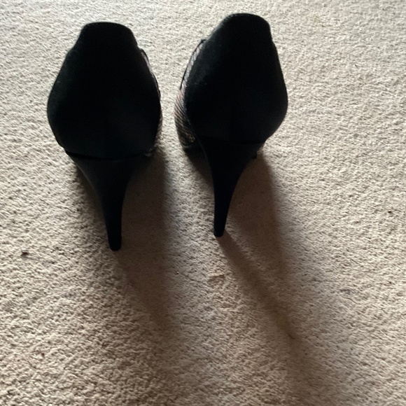 Brown leopard print heels, open toe - Picture 2 of 6